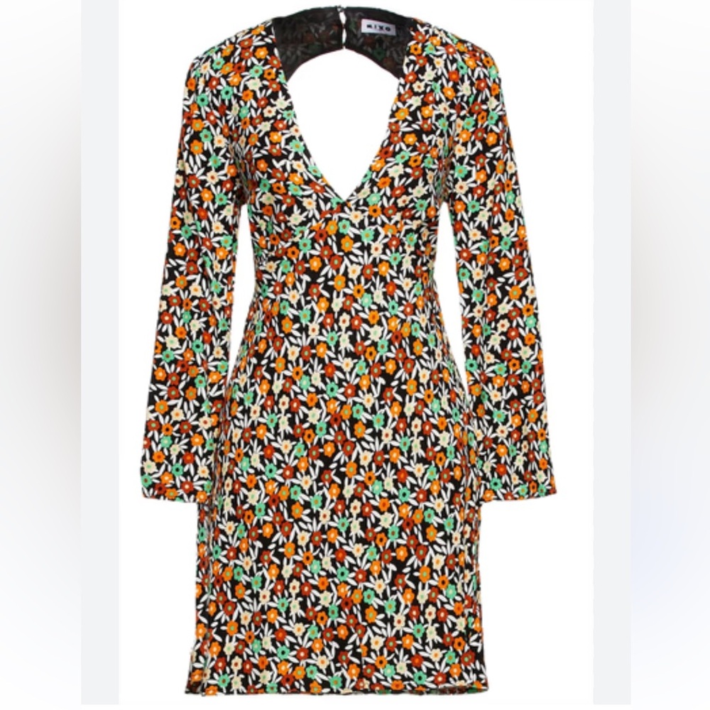 Floral Print Mini Dress with Tie Back
